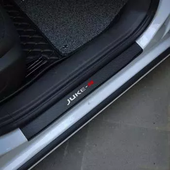 Виниловая наклейка из углеродного волокна, защитная накладка на порог автомобиля, накладка для JUKE-R, автомобильные аксессуары серебряный/красный