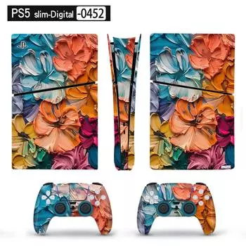 Виниловая наклейка в стиле аниме для PS5, тонкая цифровая консоль и 2 контроллера, наклейка, крышка One Size