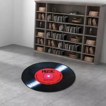 Виниловая пластинка с принтом из мягкой ткани, круглый напольный коврик, ковер, ковер для спальни, современный коврик 40CM красный