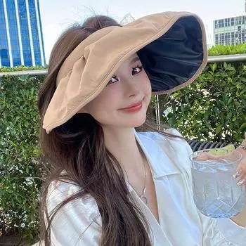 Виниловая шляпа без верха с защитой от УФ-лучей, детская летняя тонкая шляпа для лица, белая складная студенческая шляпа-повязка для волос для защиты от солнца при езде на велосипеде C2052 adult vinyl shell cap khachi M(56-58cm)