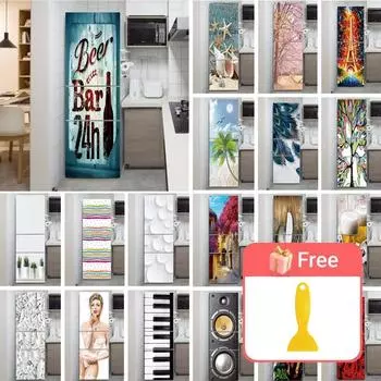 Виниловые декоративные обои на холодильник, наклейка на холодильник, дверная крышка, настенные наклейки, домашний декор для кухни 40x120cm(1 pcs)