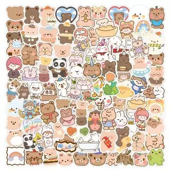 Виниловые наклейки Kawaii Bear 5-6 см, маленькие наклейки Kawaii Rilakkuma для багажа