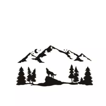 Виниловые наклейки на автомобиль для внедорожника, кемпера, каравана, воющий волк, горы, лес, животные, лунный свет