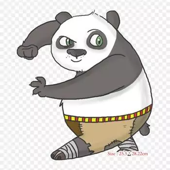 Виниловые нашивки с мультяшным мастером Шифу, термопереносная печать, наклейки для одежды, аппликации «сделай сам», моющиеся нашивки