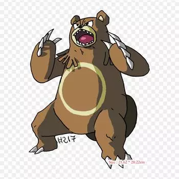 Виниловые нашивки с мультяшным медведем Ursaring, термопереносная печать, наклейки для одежды, аппликации «сделай сам», моющиеся нашивки