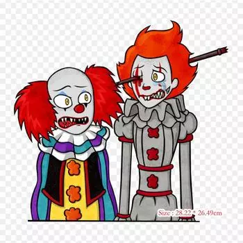 Виниловые нашивки с мультяшным ужасом, клоуном, термопереносной печатью, наклейка для одежды, аппликации «сделай сам», моющиеся нашивки