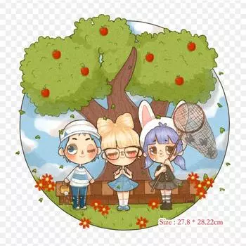 Виниловые нашивки с мультяшным животным, пересекающим лист, видеоигры, термопереносная печать, наклейки для одежды, аппликации «сделай сам», моющиеся нашивки