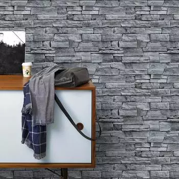 Виниловые серые каменные кирпичные обои с кожурой и наклейкой, самоклеящаяся контактная бумага, съемные водонепроницаемые обои для ремонта мебели 45cm*6M