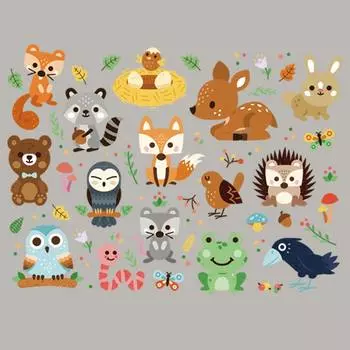 Виниловые толстовки с милыми лесными животными, термопрессовые виниловые толстовки, топы, моющиеся тканевые нашивки «сделай сам», детская шапка, носки, переносные 12x9 cm