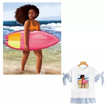 Виниловые толстовки с термонашивкой для серфинга для девочек, топы A-уровня, моющиеся термопресс-наклейки на мотоцикл, утюг на мотоцикле 6.4x8 cm