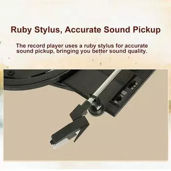 Виниловый проигрыватель пластинок, 3-скоростной проигрыватель со встроенными динамиками, поддержка функции BT, размер 7 10 US Plug чёрный