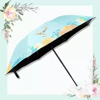 Виниловый зонт с 8 костями, складной зонт вручную, зонтик с принтом лося