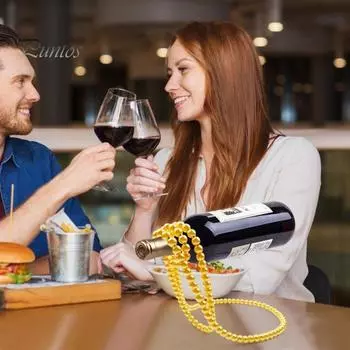 Винная полка Элегантный креативный искусственный жемчуг Ожерелье в форме держателя бутылки вина для украшения домашнего бара чёрный