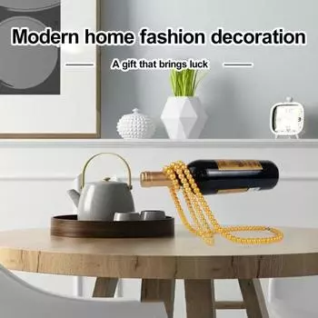 Винная полка Элегантный креативный искусственный жемчуг Ожерелье в форме держателя бутылки вина для украшения домашнего бара чёрный