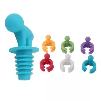 Винная пробка герметичная, пыленепроницаемая, с 6 цветными маркерами для винных бокалов, заглушка для винных бутылок для Ba