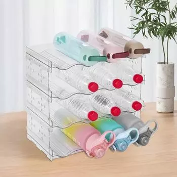 Винная стойка Органайзер для бутылок с водой Большая вместимость Штабелируемый Простая сборка Экономящий место Органайзер Настольная винная стойка A