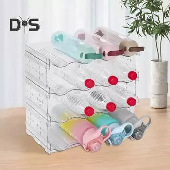 Винная стойка Органайзер для бутылок с водой Большая вместимость Штабелируемый Простая сборка Экономящий место Органайзер Настольная винная стойка A