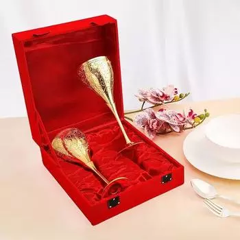 Винные фужеры с гравировкой из золота, пара бокалов, винтажный подарочный набор ручной работы из 2 шт.