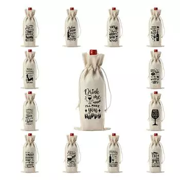 Винные сумки с завязками на шнурке, чехлы для бутылок красного вина, подарочный мешочек для шампанского, мешковина, упаковочный мешок, свадебное украшение для вечеринки, винные сумки