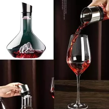 Винный графин 1,5 л Винный креативный прозрачный аксессуар для вина Стеклянная бессвинцовая винная барная посуда P3N1 transparent-1set