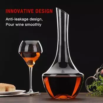 Винный графин, выдувное стекло ручной работы, элегантный графин из прозрачного стекла без содержания свинца, графин для красного вина, контейнер для сока