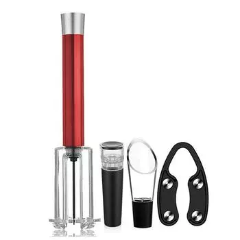 Винный штопор Воздушный насос Давление Вакуумный штопор для бутылок вина Пробковый инструмент Стальной штифт Бар Пятно C6W6 Black-1set