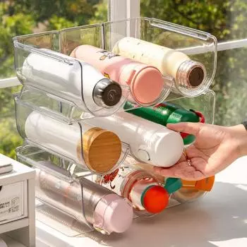 Винный стеллаж Amazon Пластиковый прозрачный держатель для стаканов для воды Штабелируемый стеллаж для вина Полка для вина 1 grid прозрачный