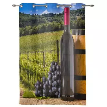 Виноградник Винная оконная занавеска в современном европейском стиле, занавеска для спальни, гостиной, фоновая занавеска 135W x 60H(cm) x1