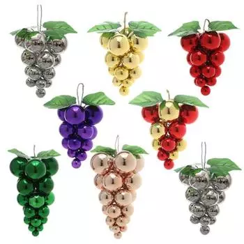 Виноградный шар, струнный орнамент, пластиковый елочный шар, украшение, поддельный виноградный блестящий декор, многоразовые товары для вечеринок для дома и сада красный