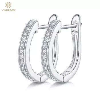 Vinregem 0.2CT D цвет бриллианты стерлингового серебра 925 пробы 3EX VVS1 настоящий муассанит сверкающие серьги-кольца для женщин вечерние ювелирные изделия для пар свадебные подарки