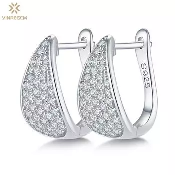 Vinregem 0.57CT D цвет полные бриллианты стерлингового серебра 925 пробы 3EX VVS1 настоящий муассанит сверкающие серьги-кольца для женщин свадебные украшения подарки
