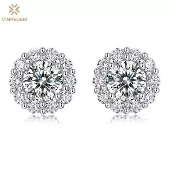 Vinregem 0,5 карата 5 мм D цвет бриллианты 100% стерлинговое серебро 925 пробы 3EX VVS1 круглая огранка настоящий муассанит тонкие серьги-гвоздики для женщин ювелирные изделия для свадебной вечеринки