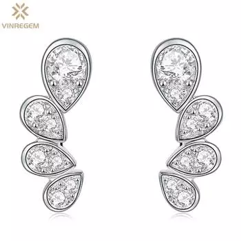 Vinregem, 100% пройденный тест, бриллиант, стерлинговое серебро 925 пробы, VVS1 3EX, настоящий муассанит, груша, драгоценный камень, свадебные серьги, ювелирные украшения