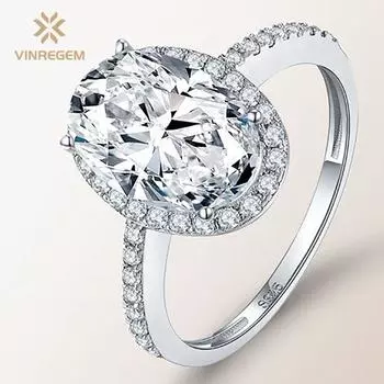 Vinregem 100% пройденный тест с бриллиантом, стерлинговое серебро 925 пробы, VVS1, настоящий муассанит, драгоценный камень цвета D, золото 18 карат, свадебное обручальное кольцо, ювелирные украшения