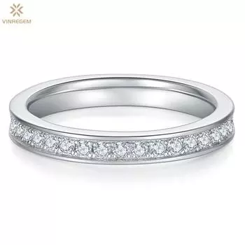 Vinregem, 100% серебро 925 пробы, VVS1, 0,6 карата, круглая огранка, цвет D, настоящий муассанит с бриллиантом, ювелирное кольцо, индивидуальное обручальное кольцо