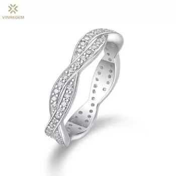 Vinregem, 100% стерлинговое серебро 925 пробы, круглая огранка 3EX VVS1, цвет D, настоящий муассанит, полное бриллиантовое кольцо для женщин, обручальное кольцо, ювелирные изделия, подарки US 5 белый