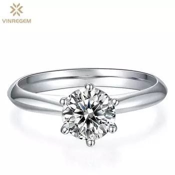 Vinregem, 100% стерлинговое серебро 925 пробы, пройденный тест, бриллиант VVS1, 1,5 карата, настоящий муассанит, цвет D, драгоценный камень, обручальное женское кольцо, ювелирные изделия