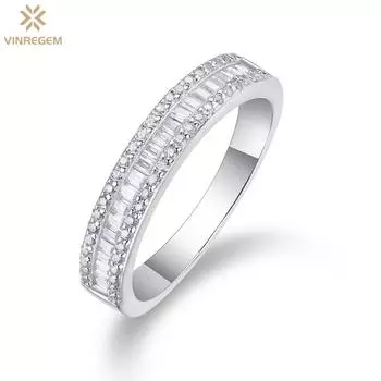 Vinregem 100% стерлинговое серебро 925 пробы сверкающее изумрудной огранки 3EX VVS1 D цвет настоящий муассанит с бриллиантами женское кольцо обручальное кольцо изысканные ювелирные изделия для пар