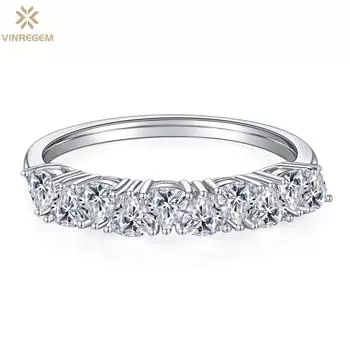 Vinregem, 100% стерлинговое серебро 925 пробы, VVS1, 1 карат, треугольники D, настоящий муассанит, бриллиантовое обручальное кольцо, ювелирное кольцо для женщин, подарок на годовщину