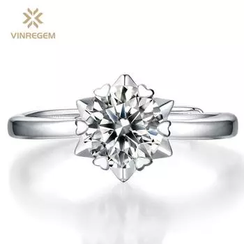 Vinregem 100% стерлинговое серебро 925 пробы VVS1 настоящий муассанит D цвет драгоценный камень свадебное обручальное кольцо ювелирные изделия изменяемого размера мода