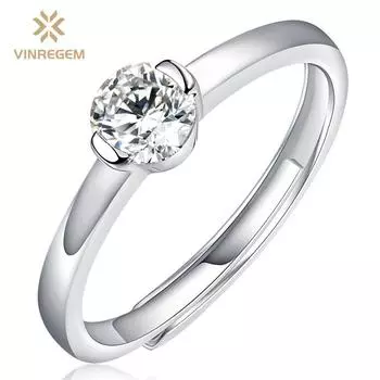 Vinregem 100% стерлинговое серебро 925 пробы VVS1 0,5 карата настоящий муассанит D цвет драгоценный камень свадебное обручальное кольцо ювелирные изделия