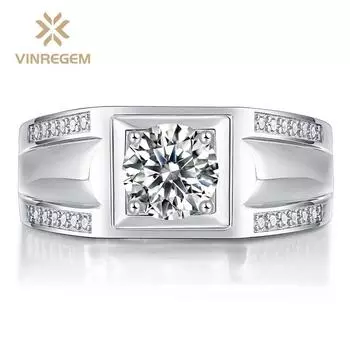 Vinregem 100% стерлинговое серебро 925 пробы VVS1 настоящий муассанит D цвет драгоценный камень свадебное обручальное кольцо ювелирные изделия изменяемого размера мода