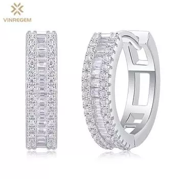 Vinregem 100% стерлингового серебра 925 пробы VVS1 3EX D цвет настоящий муассанит бриллианты пара серьги-кольца для женщин ювелирные изделия подарки