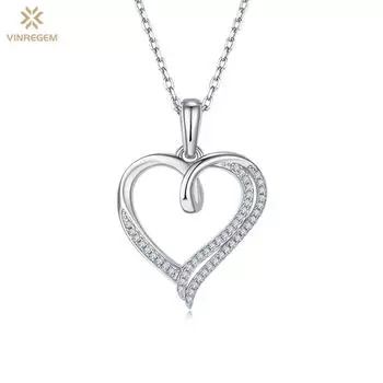 Vinregem 3EX VVS1 D Цвет 0,15 карата настоящие муассанитовые бриллианты с подвеской в форме сердца для женщин, стерлинговое серебро 925 пробы, ювелирные изделия, подарки