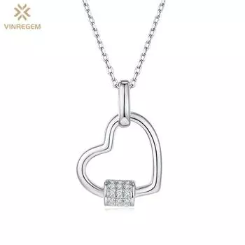 Vinregem 3EX VVS1 D Цвет 0,1 карата настоящие муассанитовые бриллианты Простое ожерелье с подвеской в форме сердца для женщин из стерлингового серебра 925 пробы ювелирные изделия, подарки