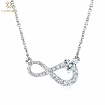 Vinregem 3EX VVS1 D Цвет огранки «сердце» 0,91 карата Настоящие муассанитовые бриллианты 8 слов Ожерелье с подвеской из 100% стерлингового серебра 925 пробы Ювелирные изделия для женщин