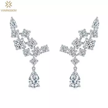Vinregem 5*8 мм бриллианты грушевидной огранки D романтические 100% стерлинговое серебро 925 пробы 3EX VVS1 настоящий муассанит драгоценный камень висячие серьги свадебные и помолвочные ювелирные изделия
