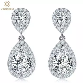 Vinregem 6*9 мм бриллианты грушевидной огранки D Классические 100% стерлинговое серебро 925 пробы 3EX VVS1 настоящий муассанит, драгоценный камень, висячие серьги, свадебные, помолвочные, ювелирные украшения