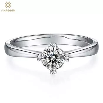 Vinregem Classic, 100% стерлинговое серебро 925 пробы, VVS1, 0,5 карата, цвет D, настоящий муассанит с бриллиантом, свадебное обручальное ювелирное изделие, женское кольцо, подарок на годовщину