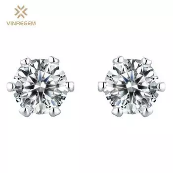 Vinregem Classic 100% стерлинговое серебро 925 пробы VVS1 настоящий муассанит драгоценный камень свадебные серьги ювелирные изделия